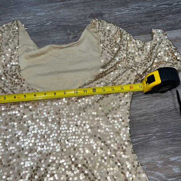 Fredericks of Hollywood Gold Sequin Dress Size Large Vintage - Picture 2 of 7